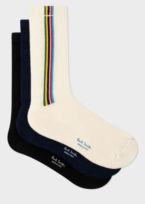 Mens 039Sports Stripe039 Socks Three Pack Paul Smith Socks