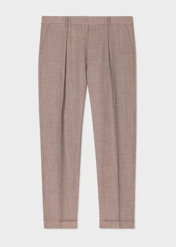 Mens Duo Check Wool Single Pleat Pants Paul Smith Pants