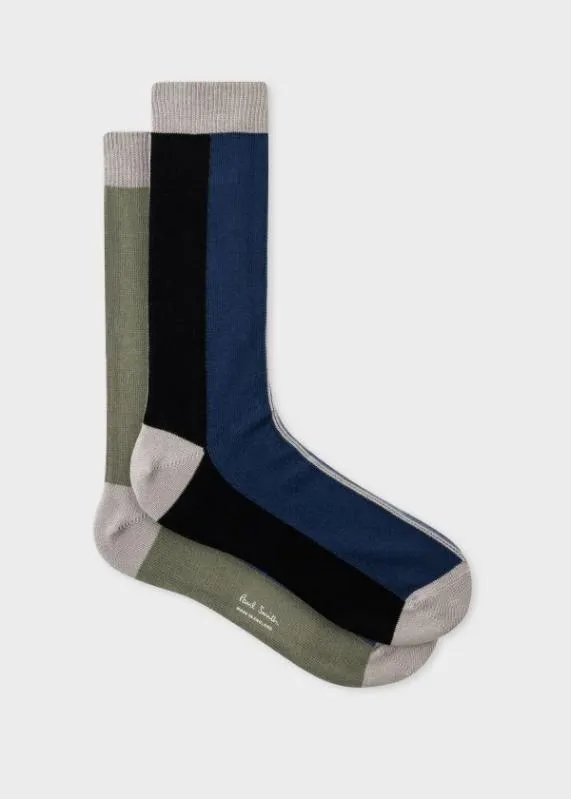 Mens Grey Colour Block Socks Paul Smith Socks