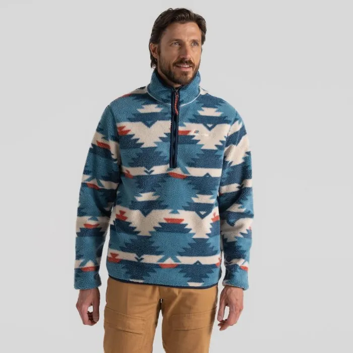 Mens Half Zip Fleece Craghoppers Tatton Half Zip Fleece Brisk Blue Print