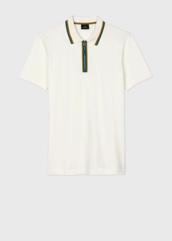 Mens Zip Neck StretchCotton Polo Shirt Paul Smith Polo Shirts