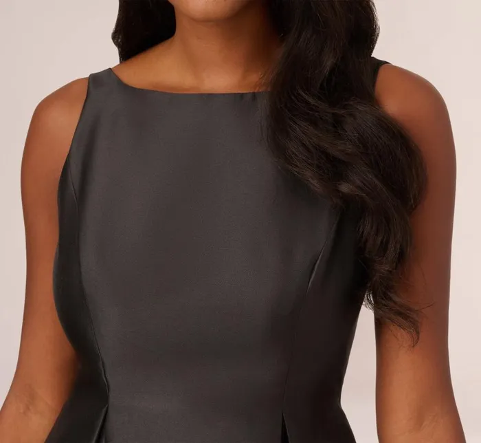 Midi Dresses Womens Adrianna Papell Sleeveless Mikado Fit And Flare Midi Dress With VBack In Black