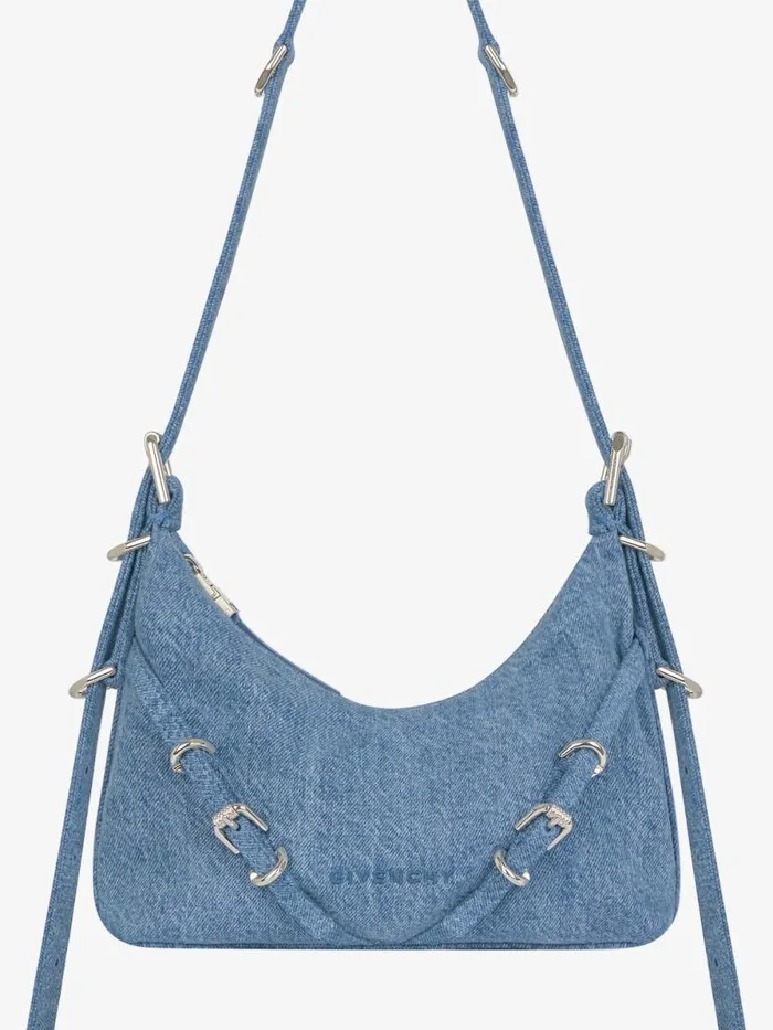 Mini Voyou Bag In Denim Medium Blue Women Givenchy Crossbody Bags