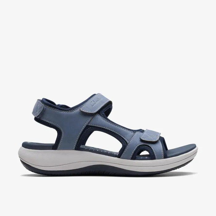 Mira Bay Denim Blue Women Clarks Sandals and Flip Flops