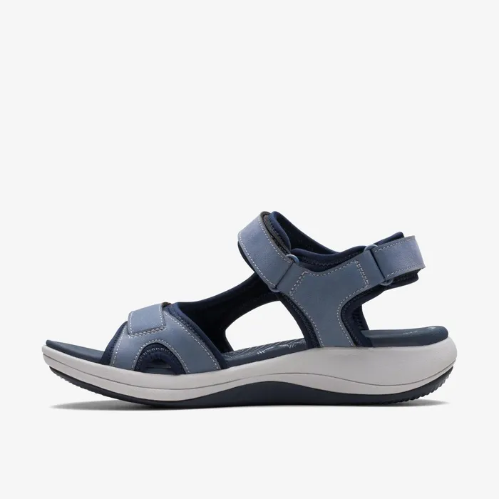 Mira Bay Denim Blue Women Clarks Sandals and Flip Flops