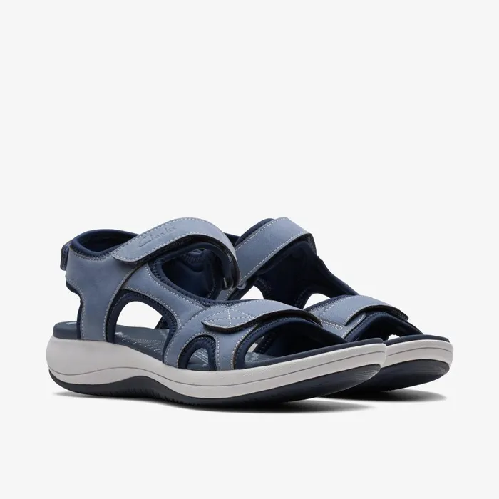Mira Bay Denim Blue Women Clarks Sandals and Flip Flops