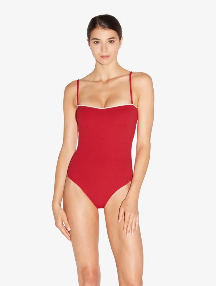 Monogram Underwired Swimsuit In Red Swim La Perla OnePiece Bathing Suits