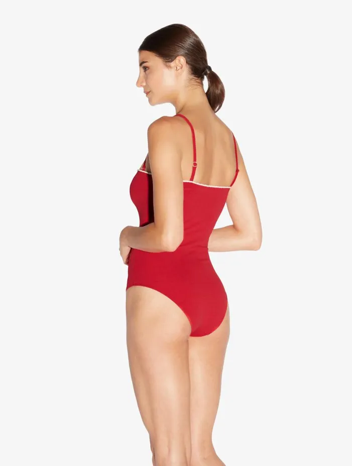 Monogram Underwired Swimsuit In Red Swim La Perla OnePiece Bathing Suits