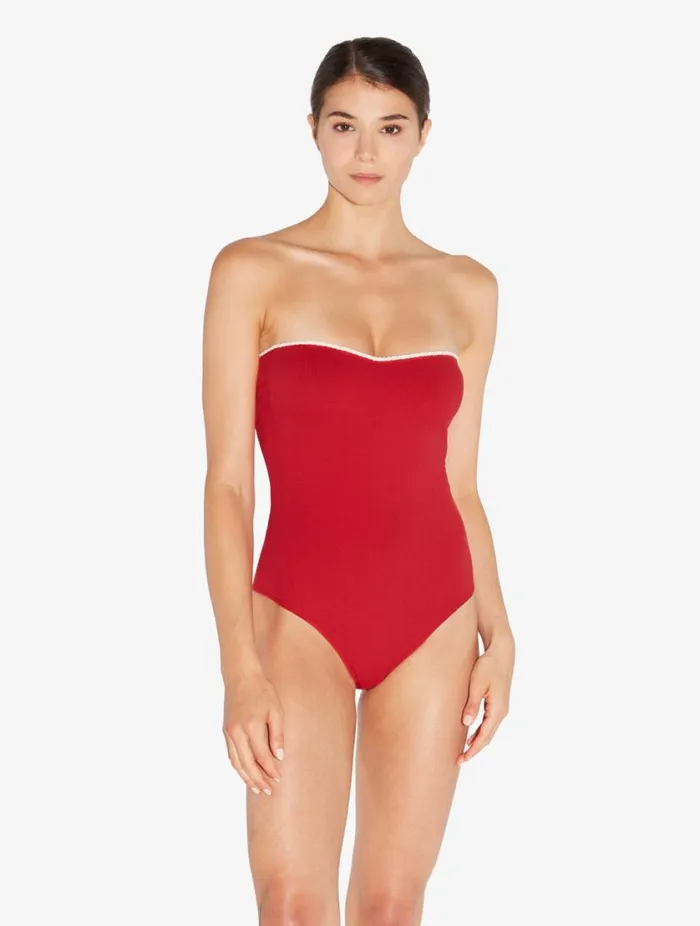 Monogram Underwired Swimsuit In Red Swim La Perla OnePiece Bathing Suits