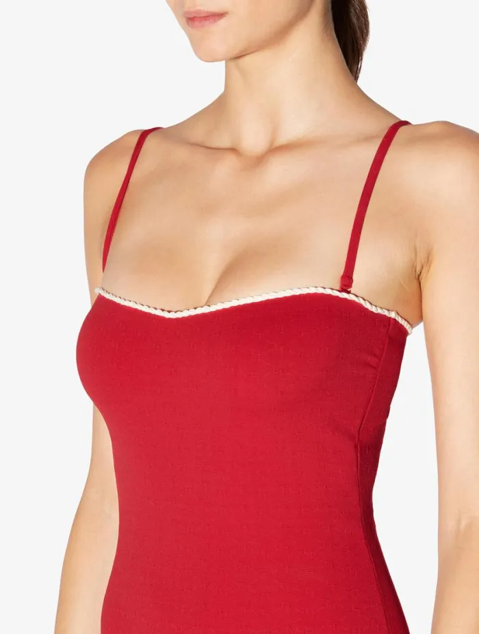 Monogram Underwired Swimsuit In Red Swim La Perla OnePiece Bathing Suits