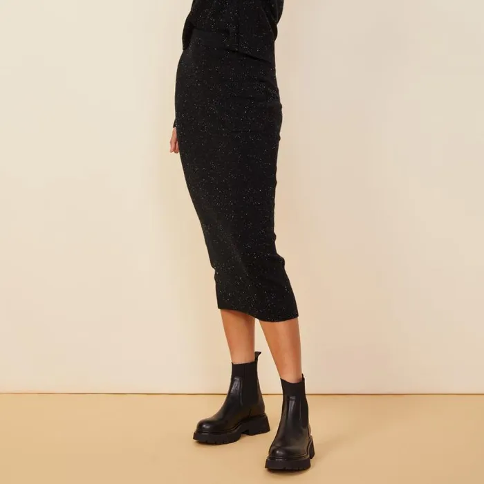 MONROW Skirts Neps Cashmere Pocket Midi Skirt 8211 Women MONROW Skirts Neps Cashmere Pocket Midi Skirt 8211 Women