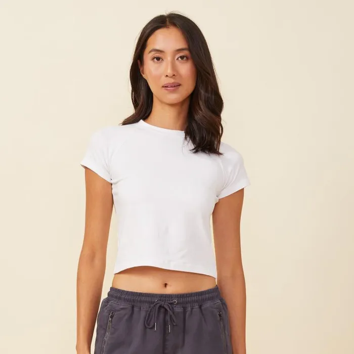 MONROW Tees Fitted Cap Sleeve Tee 8211 Women MONROW Tees Fitted Cap Sleeve Tee 8211 Women