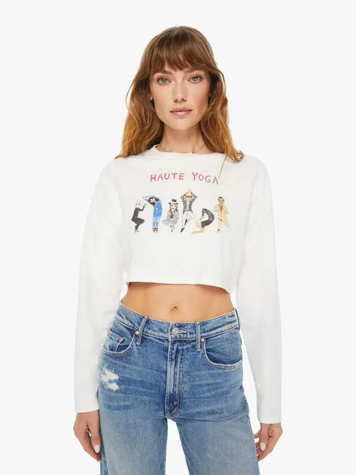 Mother Denim Haute Yoga Long Sleeve Crop Tee White 8211 Women