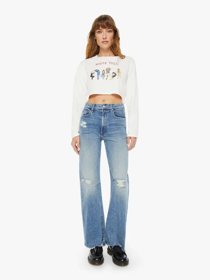 Mother Denim Haute Yoga Long Sleeve Crop Tee White 8211 Women