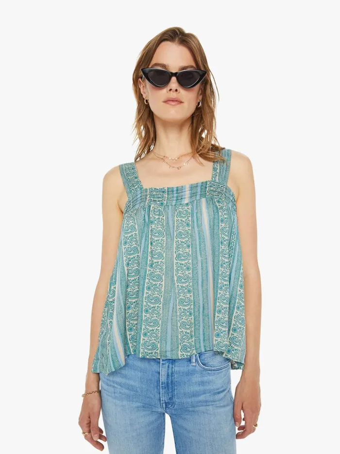 Mother Denim Jasmine Top Paisley Stripe Pool 8211 Women