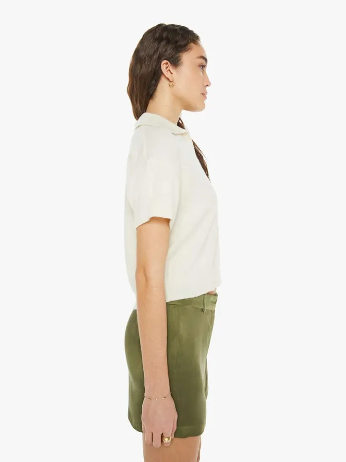Mother Denim Mirabelle Relaxed Short Sleeve Polo Gardenia 8211 Women Mother Denim Mirabelle Relaxed Short Sleeve Polo Gardenia 8211 Women