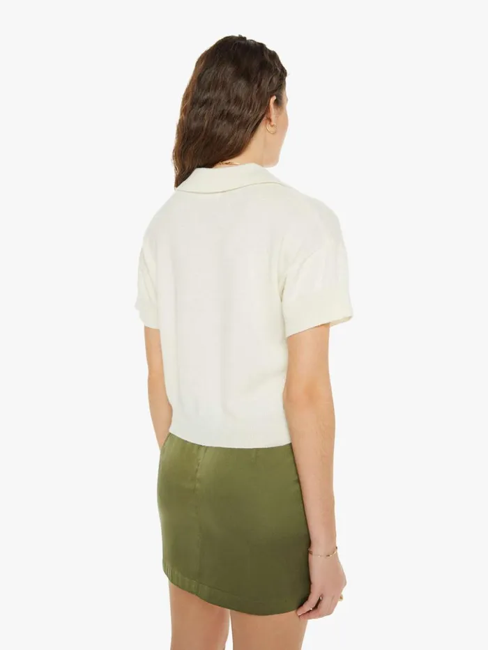Mother Denim Mirabelle Relaxed Short Sleeve Polo Gardenia 8211 Women Mother Denim Mirabelle Relaxed Short Sleeve Polo Gardenia 8211 Women