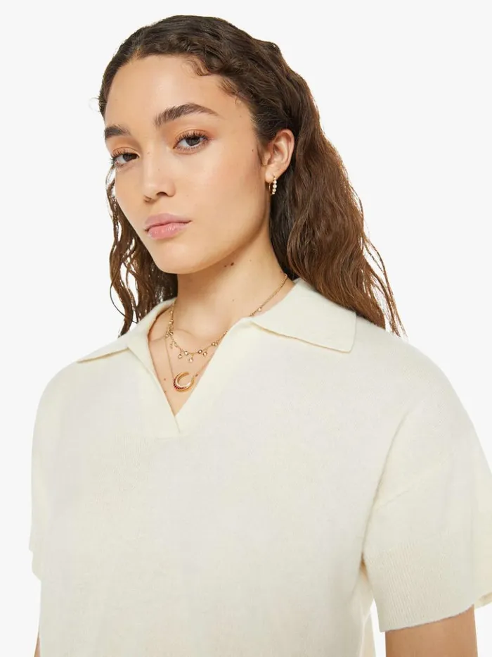 Mother Denim Mirabelle Relaxed Short Sleeve Polo Gardenia 8211 Women Mother Denim Mirabelle Relaxed Short Sleeve Polo Gardenia 8211 Women