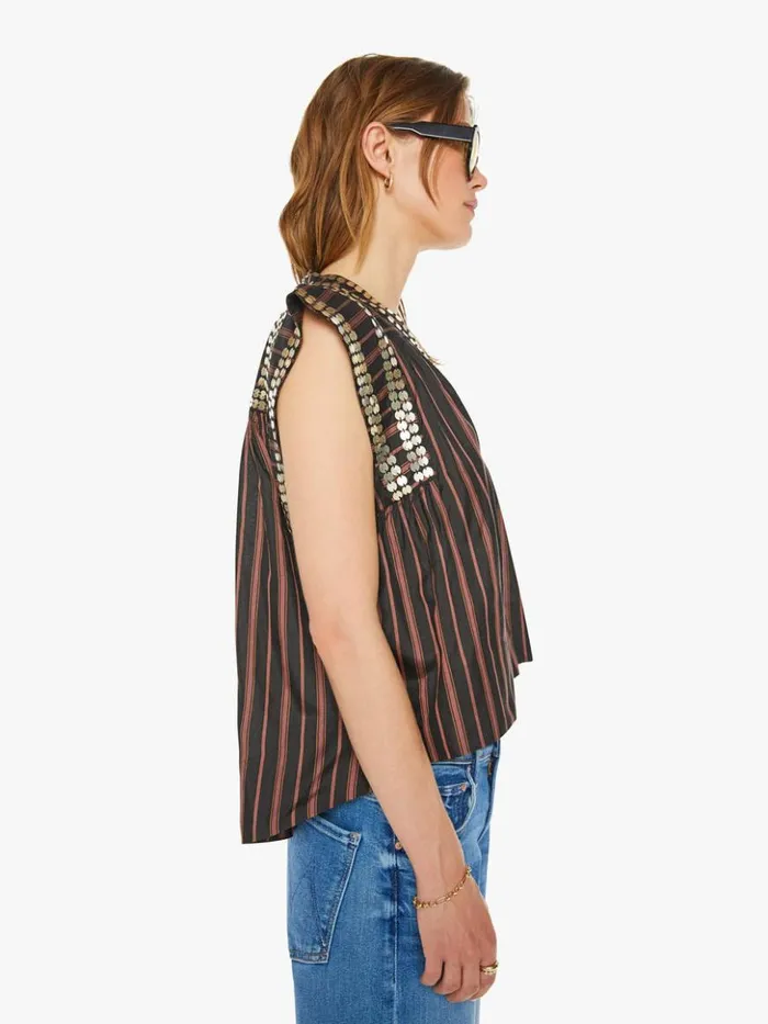 Mother Denim Nehru Stripe Coin Top Clove 8211 Women Mother Denim Nehru Stripe Coin Top Clove 8211 Women