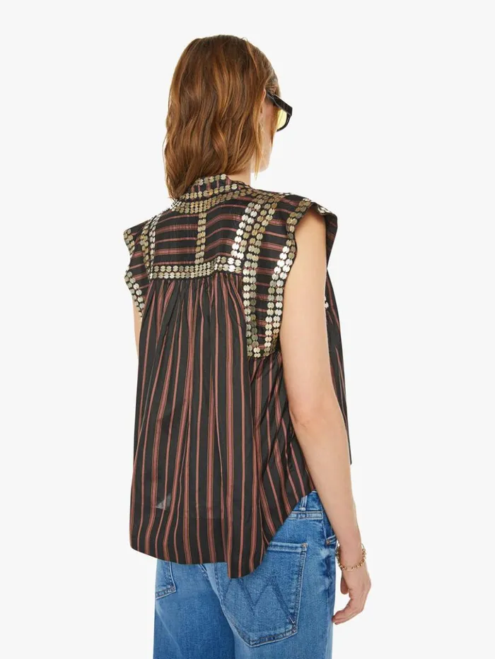 Mother Denim Nehru Stripe Coin Top Clove 8211 Women Mother Denim Nehru Stripe Coin Top Clove 8211 Women