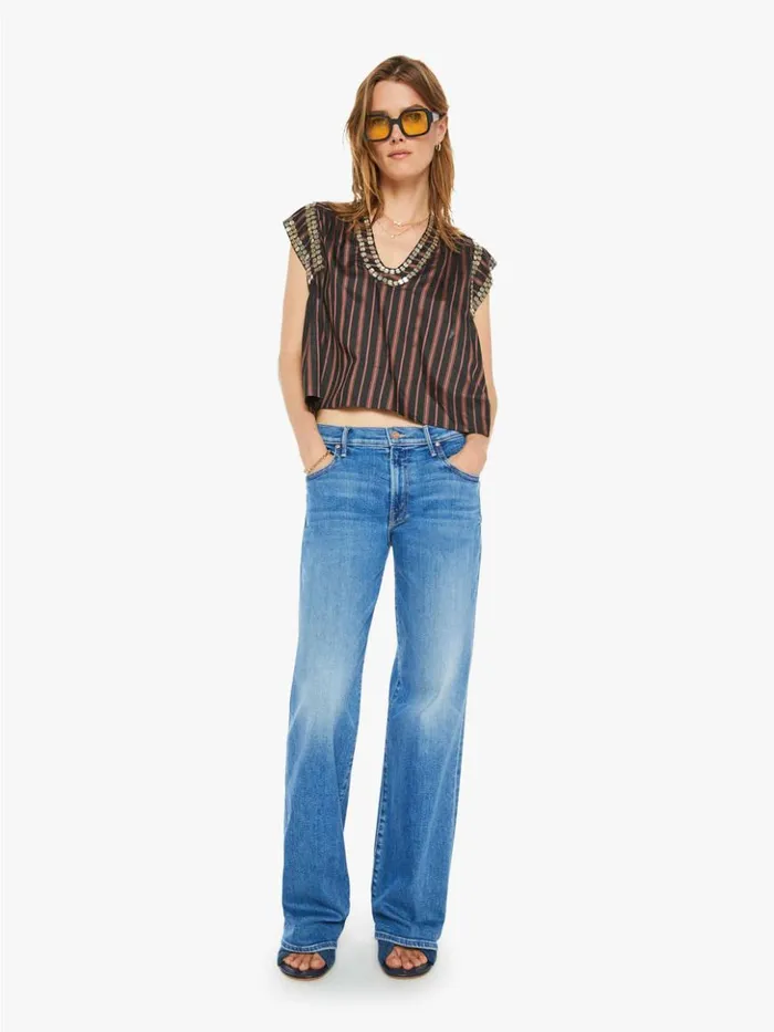 Mother Denim Nehru Stripe Coin Top Clove 8211 Women Mother Denim Nehru Stripe Coin Top Clove 8211 Women