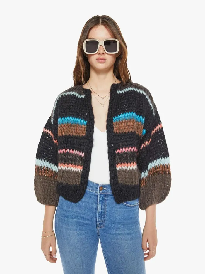 Mother Denim Stripes Galore Bomber Cardigan Chocolate 8211 Women