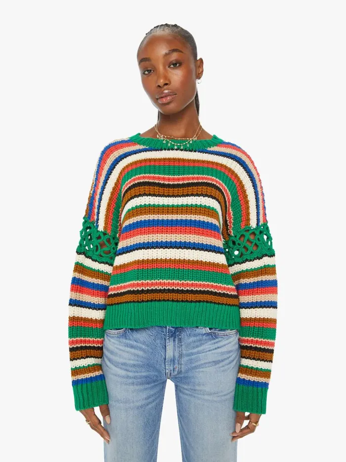 Mother Denim The Long Drop Pullover Inset Flower In The Storm 8211 Women
