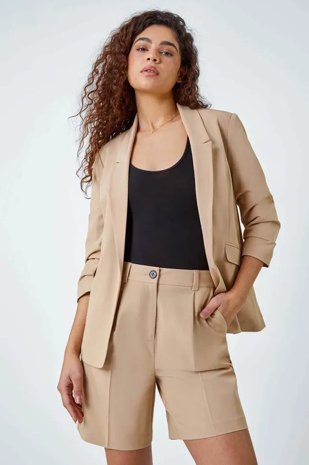 Natural Tailored Stretch Shorts Women Roman Coords