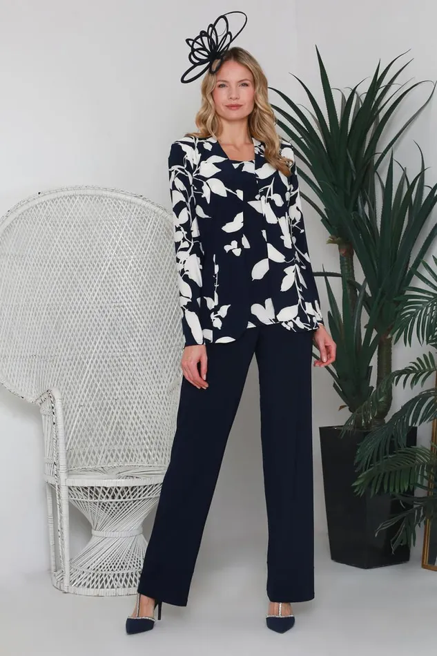 Navy Julianna Floral Print Jersey Vest Women Roman Tops