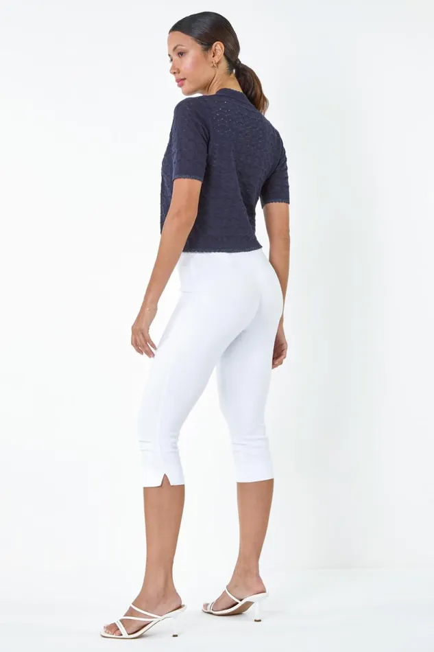 Navy Scalloped Shimmer Knitted Shrug Women Roman Knitwear