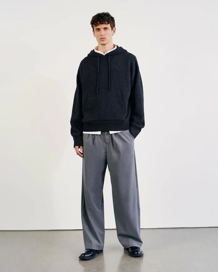 Nili Lotan DAGEN HOODIE Charcoal Men Sweaters