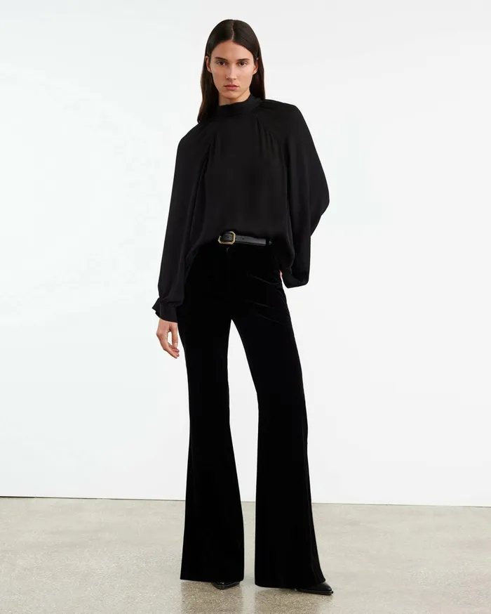 Nili Lotan ELIANNA SILK BLOUSE Black Women Tops