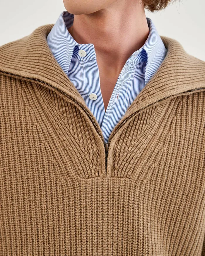 Nili Lotan HESTON SWEATER Tan Men Sweaters
