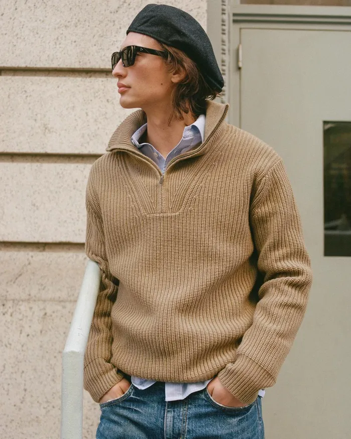 Nili Lotan HESTON SWEATER Tan Men Sweaters