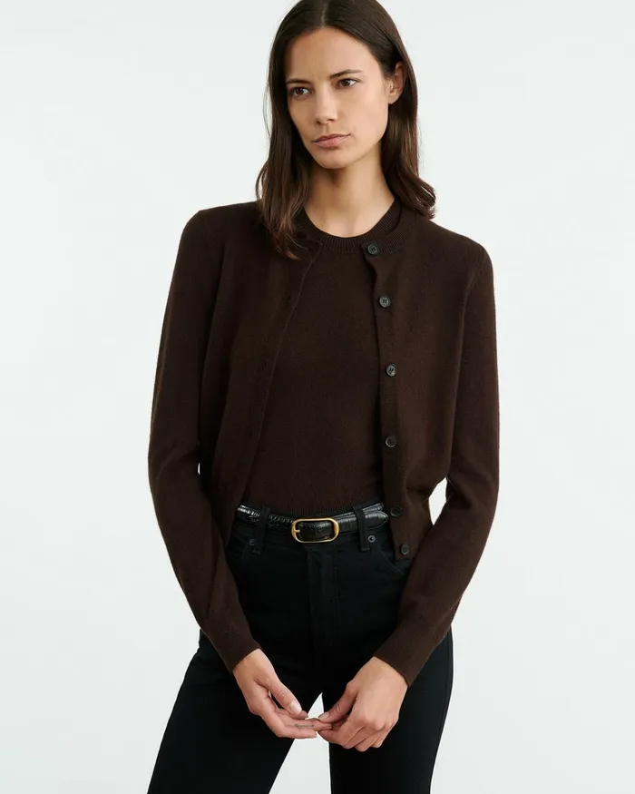 Nili Lotan MARCH CARDIGAN Espresso Women Knits and Sweaters