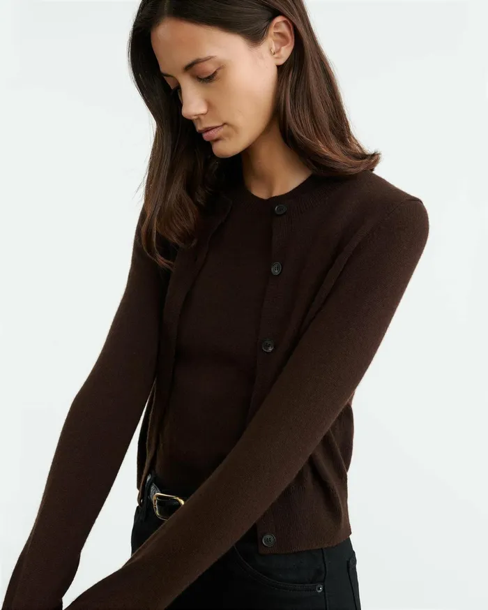 Nili Lotan MARCH CARDIGAN Espresso Women Knits and Sweaters