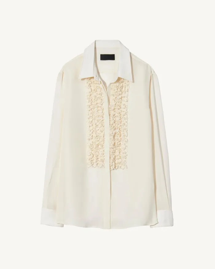 Nili Lotan MARISA SILK SHIRT Ivory Women Tops