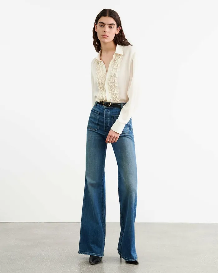 Nili Lotan MARISA SILK SHIRT Ivory Women Tops