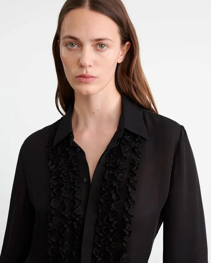Nili Lotan MARISA SILK SHIRT Ivory Women Tops