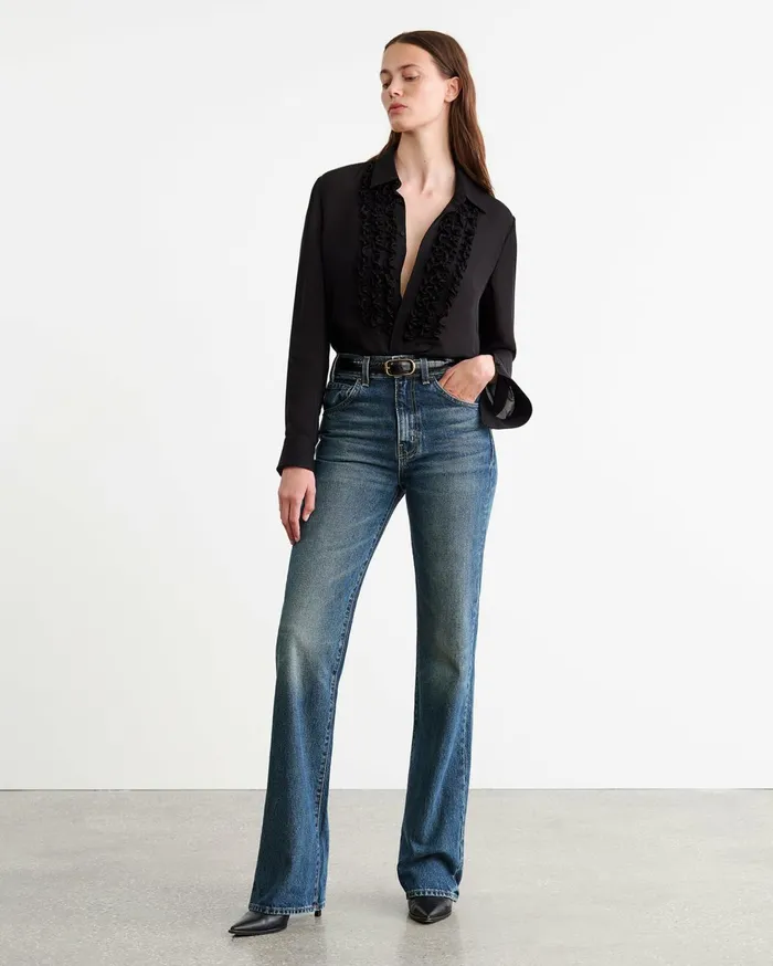 Nili Lotan MARISA SILK SHIRT Ivory Women Tops