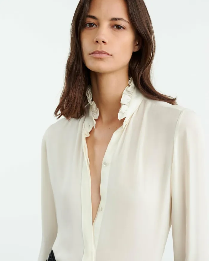 Nili Lotan ORIN SHIRT Ivory Women Tops