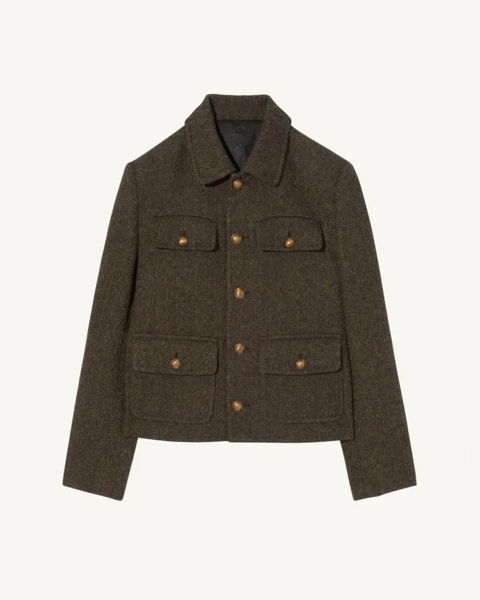 Nili Lotan PAOLA JACKET Bark Herringbone Women Jackets and Blazers