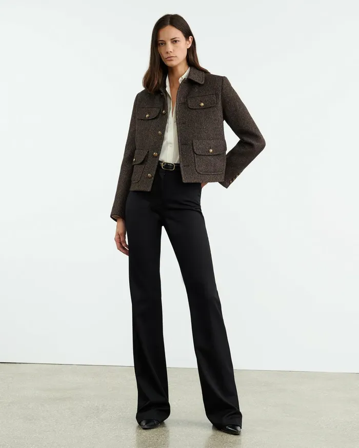 Nili Lotan PAOLA JACKET Bark Herringbone Women Jackets and Blazers