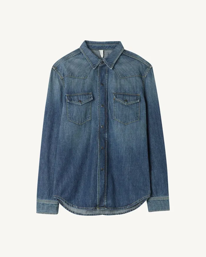 Nili Lotan TRAVIS DENIM SHIRT Classic Wash Men Denim