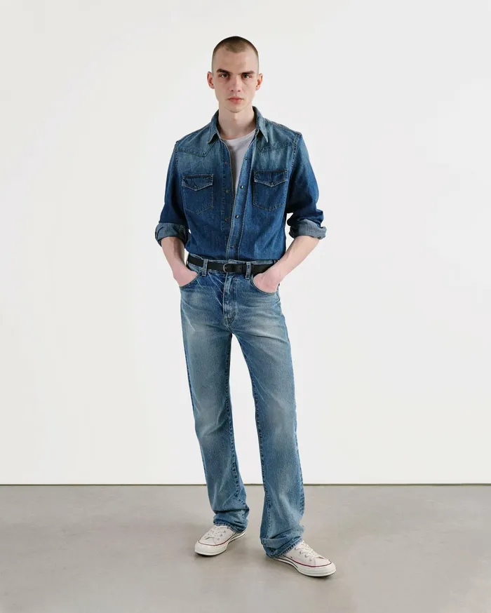 Nili Lotan TRAVIS DENIM SHIRT Classic Wash Men Denim
