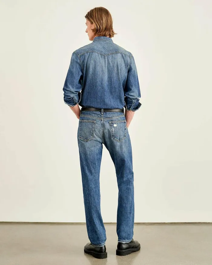 Nili Lotan TRAVIS DENIM SHIRT Classic Wash Men Denim