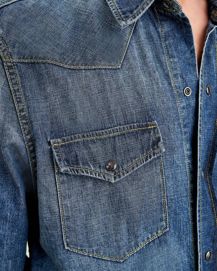 Nili Lotan TRAVIS DENIM SHIRT Classic Wash Men Denim