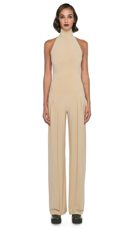 Norma Kamali Bottoms HIGH WAIST PLEAT PANT Sand 8211 Clothing
