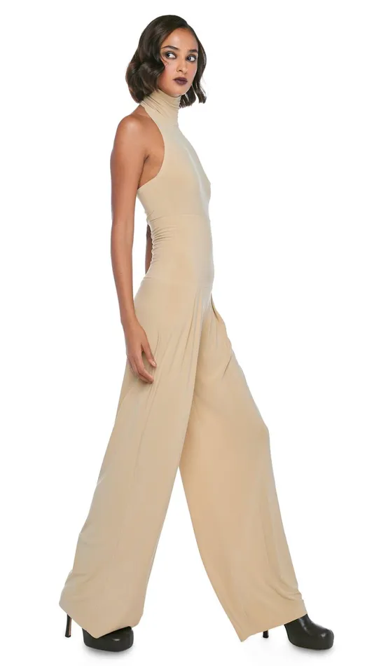 Norma Kamali Bottoms HIGH WAIST PLEAT PANT Sand 8211 Clothing