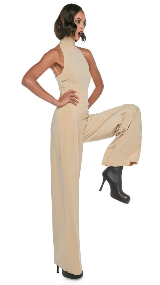Norma Kamali Bottoms HIGH WAIST PLEAT PANT Sand 8211 Clothing
